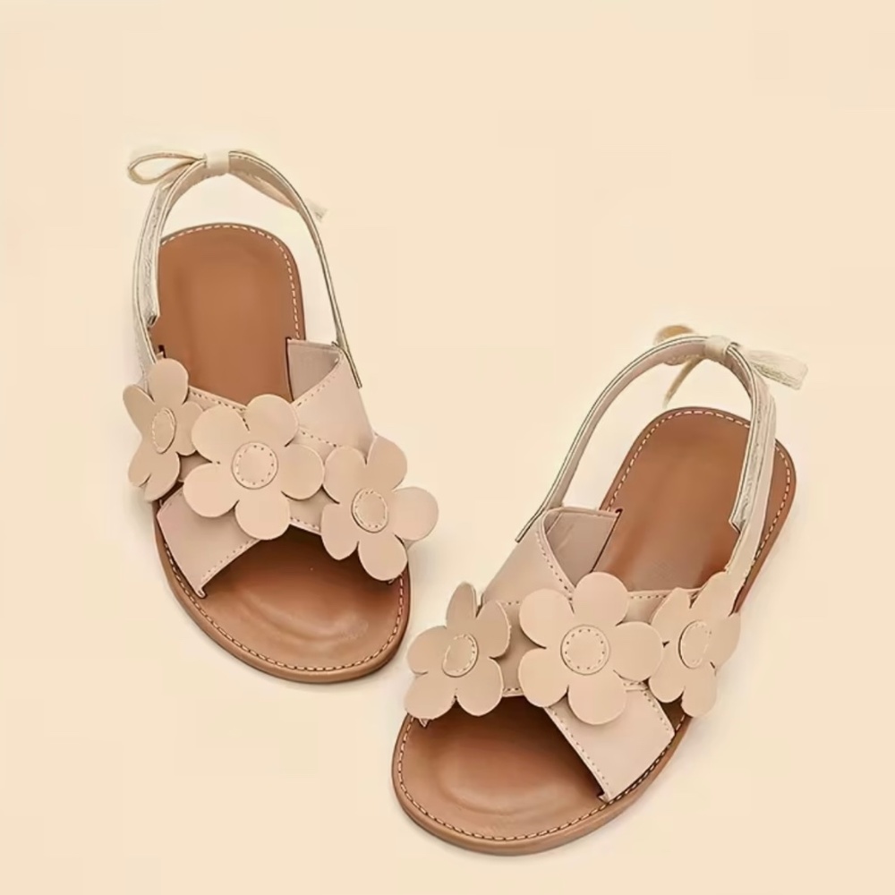 Girls' sandals with flowers and side touch - Picture 8 of 15